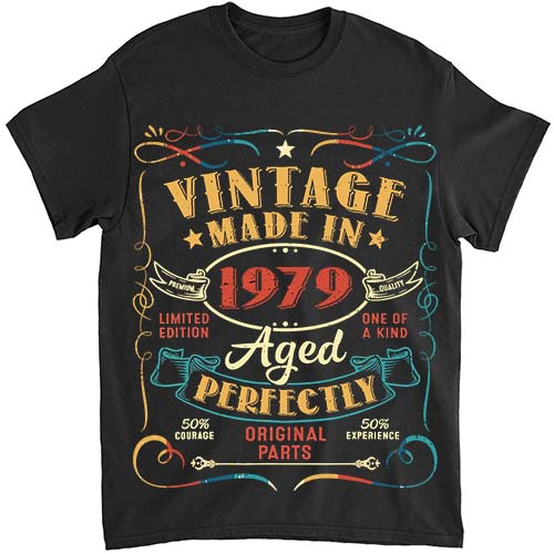 Vintage 45th Birthday Decorations Men Funny 1979 45 Birthday T-Shirt ltsp