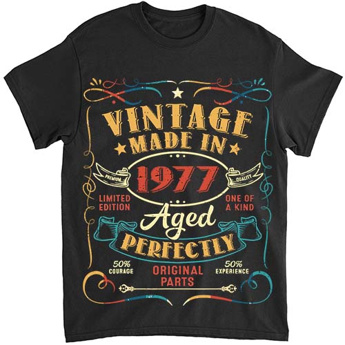 Vintage 47th Birthday Decorations Men Funny 1977 47 Birthday T-Shirt ltsp