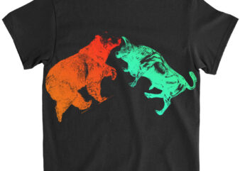 Womens Bull and Bear Stock Market Forex Trader V-Neck T-Shirt LTS Png file