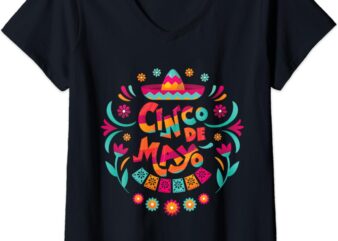 Womens Happy Cinco De Mayo Mexican Fiesta 5 De Mayo Mexico Party V-Neck T-Shirt
