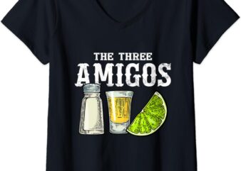 Womens The Three Amigos Lime Salt Tequila Funny Cinco De Mayo Gifts V-Neck T-Shirt