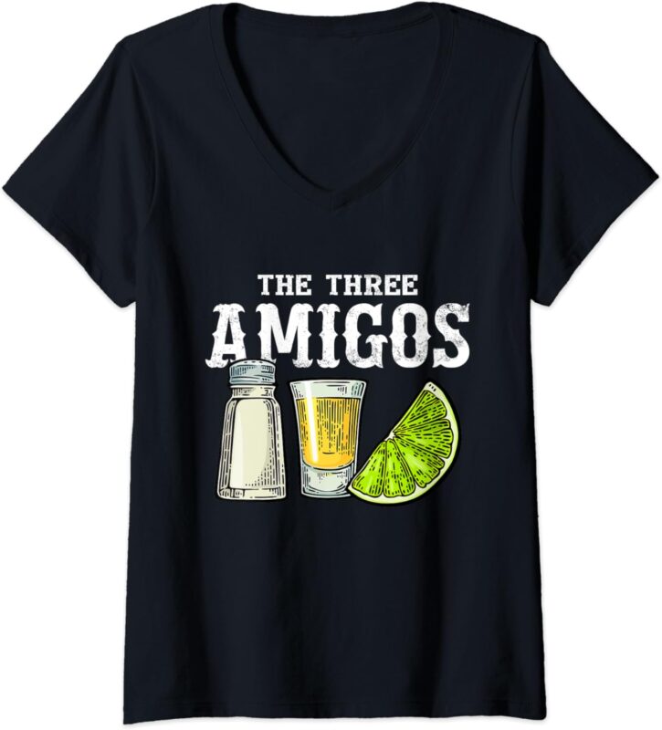 Womens The Three Amigos Lime Salt Tequila Funny Cinco De Mayo Gifts V-Neck T-Shirt