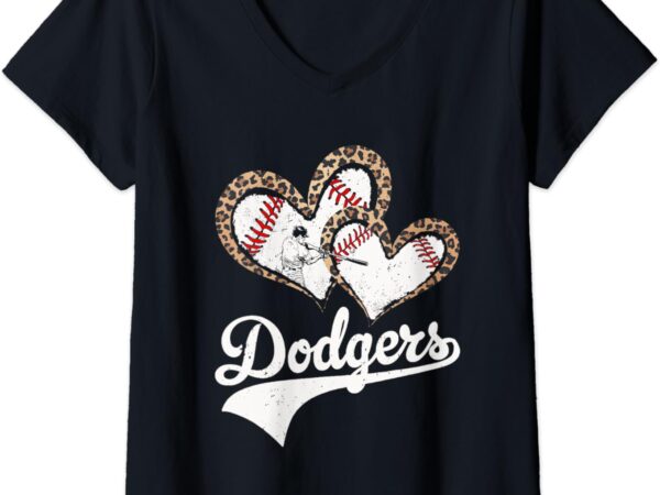 Womens vintage dodgers last name proud retro lovers name leopard v-neck t-shirt