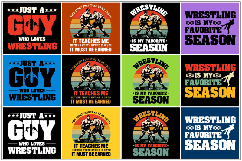 Wrestling T-Shirt Design Bundle