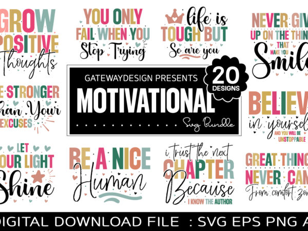 Motivational svg bundle t shirt designs for sale