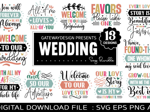 Wedding svg bundle t shirt design for sale