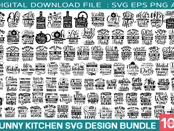 Funny kitchen quotes svg bundle / 100 designs