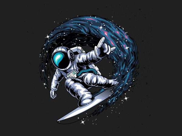 Astronaut surfer t shirt vector