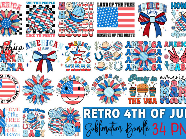 Retro 4th of july sublimation bundle t shirt design online