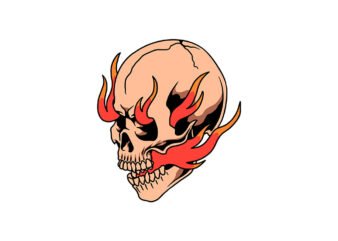 burning skull t shirt template