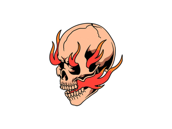 Burning skull t shirt template