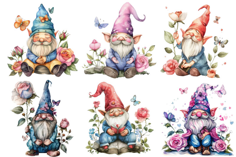 colourfull Cute Gnome with Rose