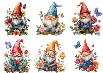 colourfull Cute Gnome with Rose
