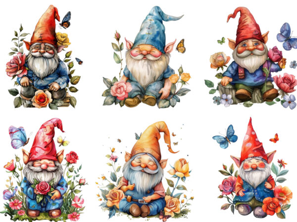 Colourfull cute gnome with rose t shirt vector file