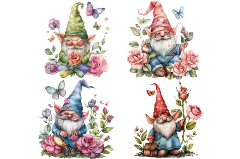 colourfull Cute Gnome with Rose