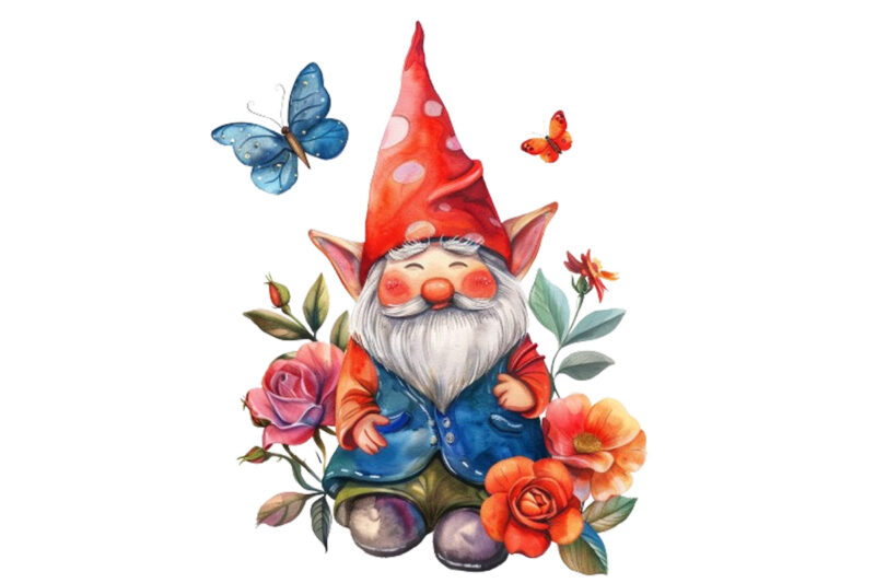 colourfull Cute Gnome with Rose