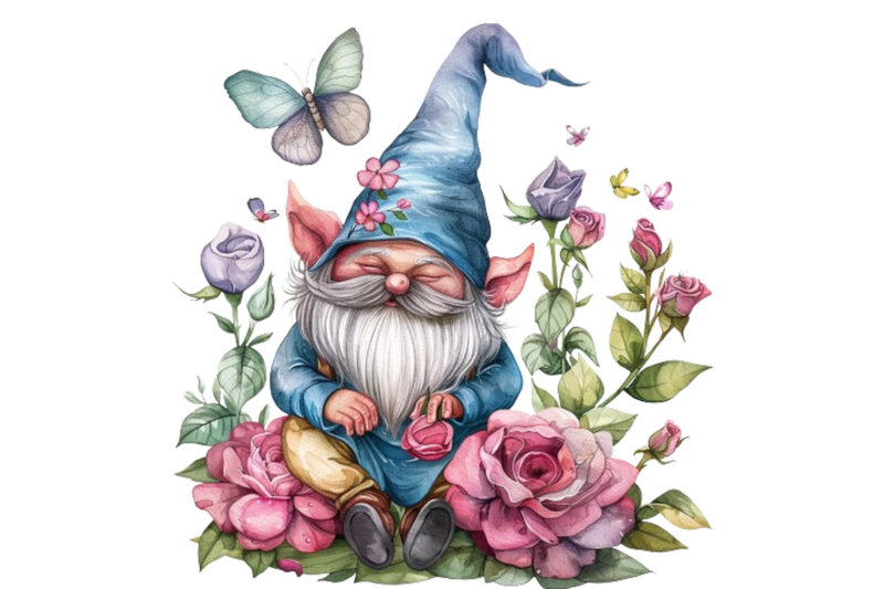 colourfull Cute Gnome with Rose