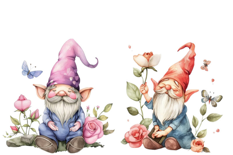 colourfull Cute Gnome with Rose