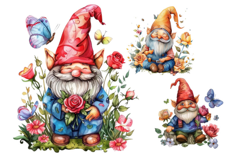 colourfull Cute Gnome with Rose