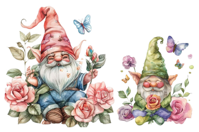 colourfull Cute Gnome with Rose