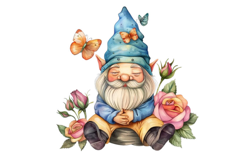 colourfull Cute Gnome with Rose