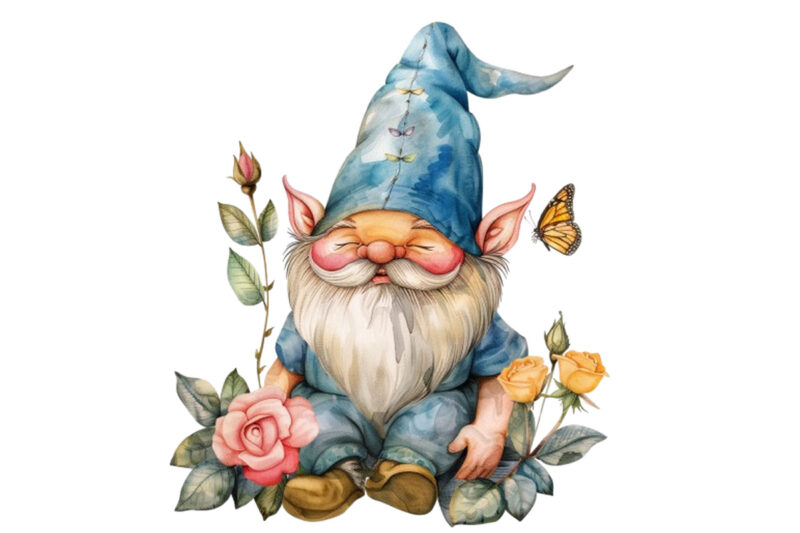 colourfull Cute Gnome with Rose