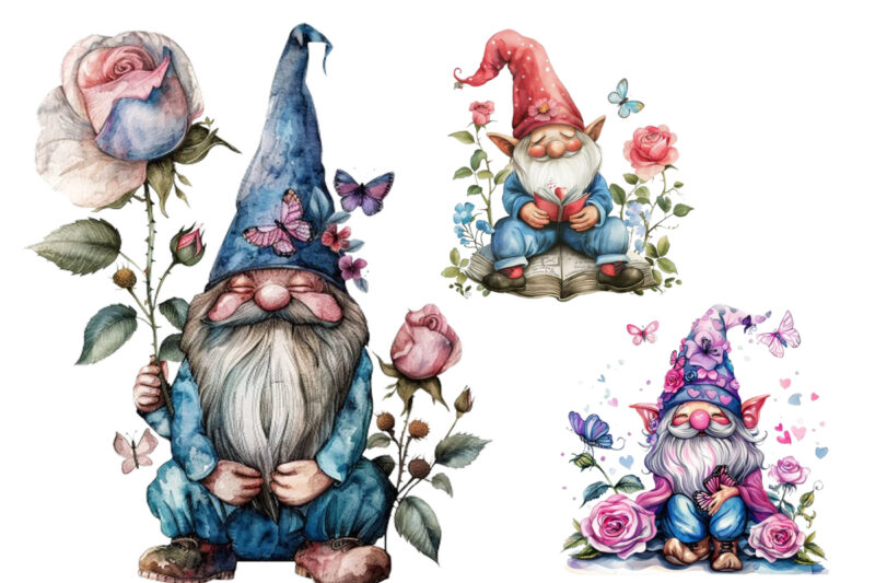 colourfull Cute Gnome with Rose