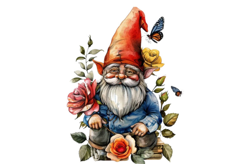 colourfull Cute Gnome with Rose