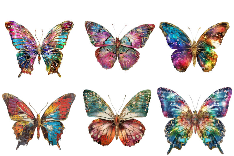 colourfull Gilter Butterfly Clipart