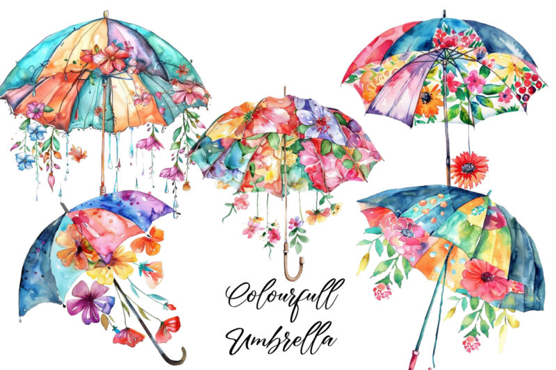 colourfull Umbrella with hanging Floral