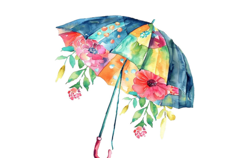 colourfull Umbrella with hanging Floral