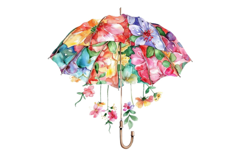 colourfull Umbrella with hanging Floral