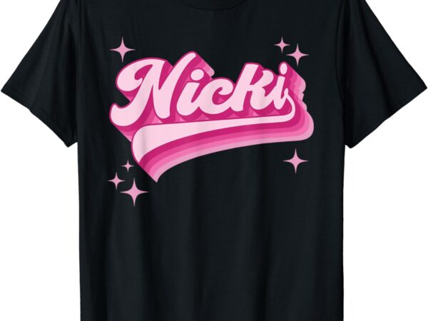 Cool personalized name nicki distressed retro vintage groovy t-shirt