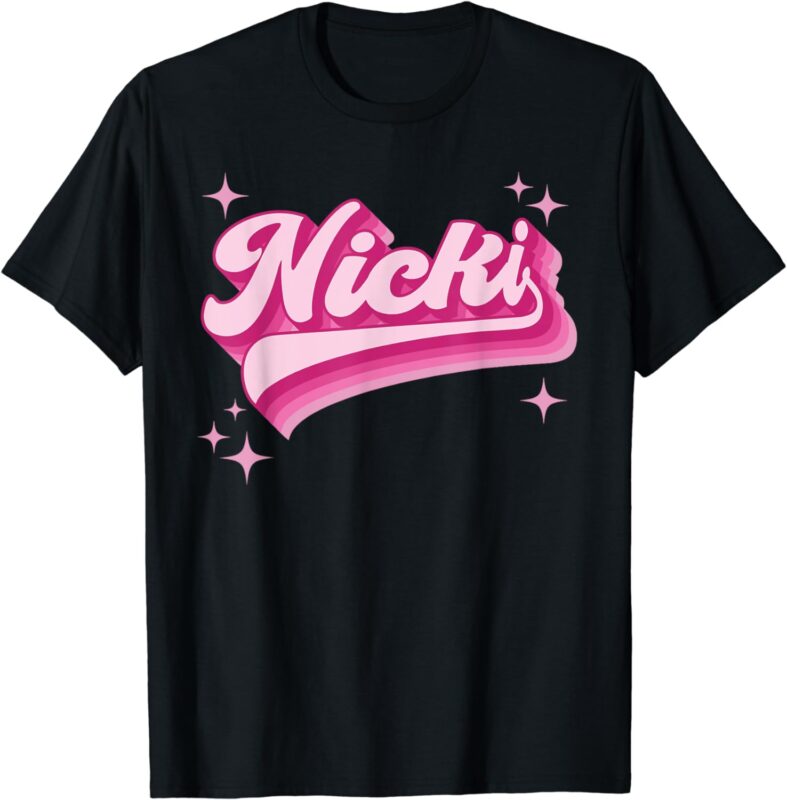 cool Personalized Name Nicki Distressed Retro Vintage groovy T-Shirt