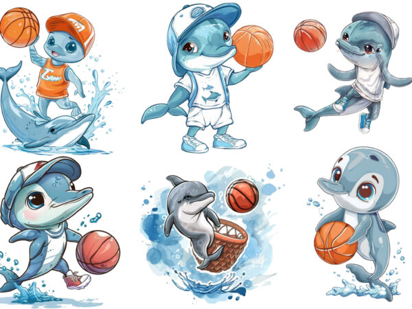 Baby dolphin basketball player t shirt template