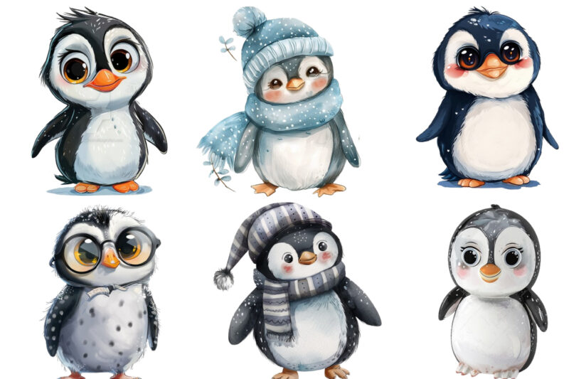 cartoon penguin full body clipart