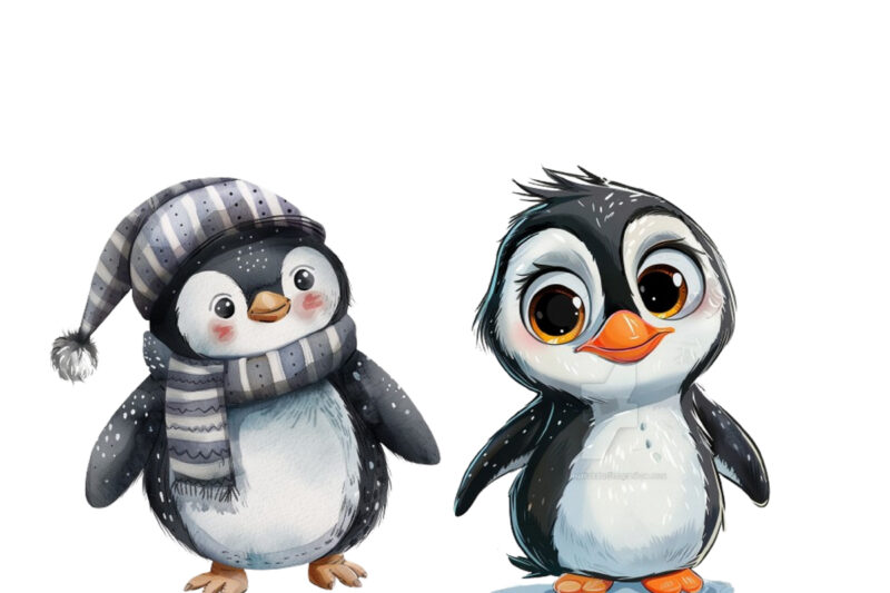 cartoon penguin full body clipart