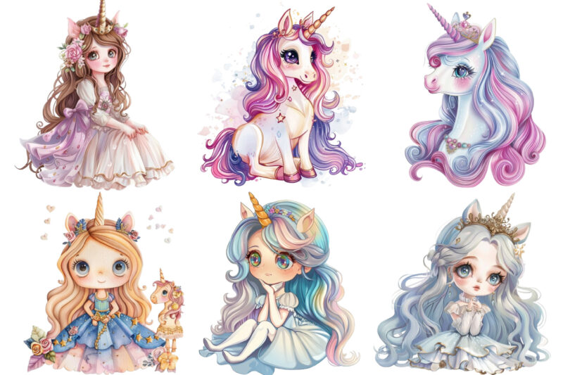 cute princess unicorn sublimation