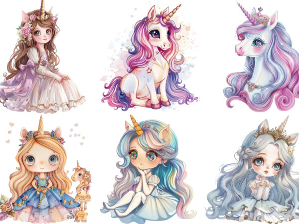 Cute princess unicorn sublimation t shirt vector file