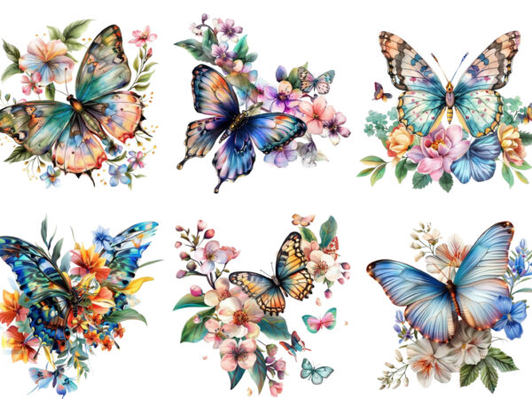 Flower spring butterfly clipart t shirt graphic design