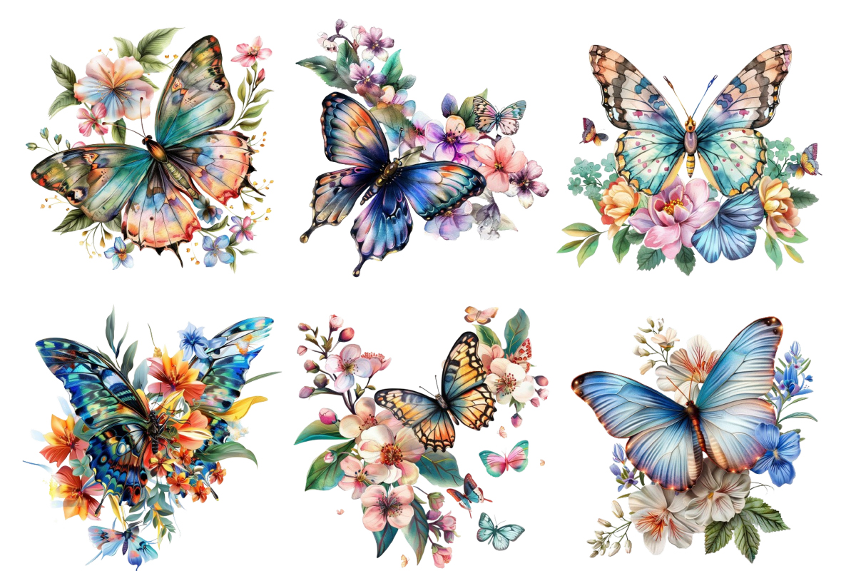 flower Spring Butterfly Clipart - Buy t-shirt designs