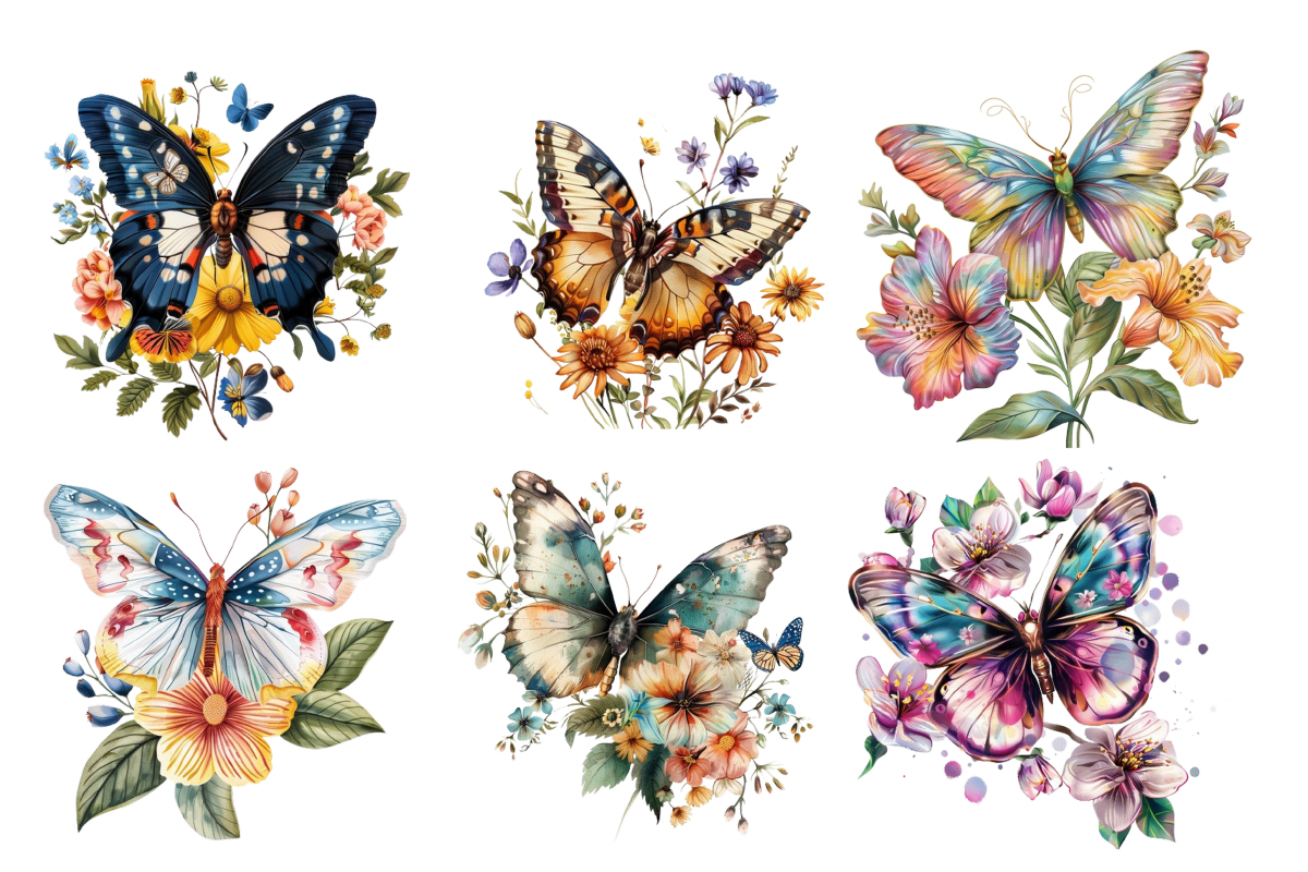 flower Spring Butterfly Clipart - Buy t-shirt designs