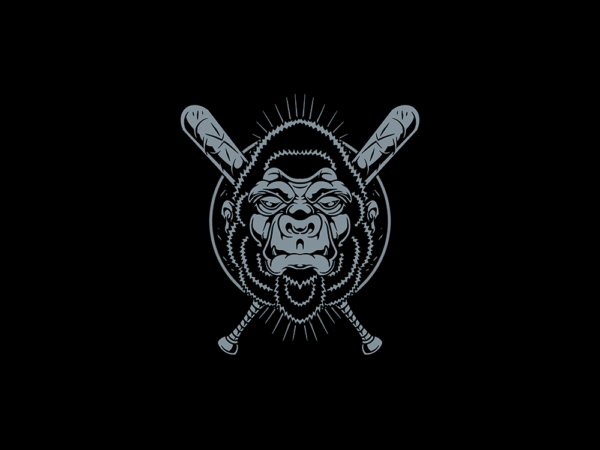 Gorilla baseball t shirt design template