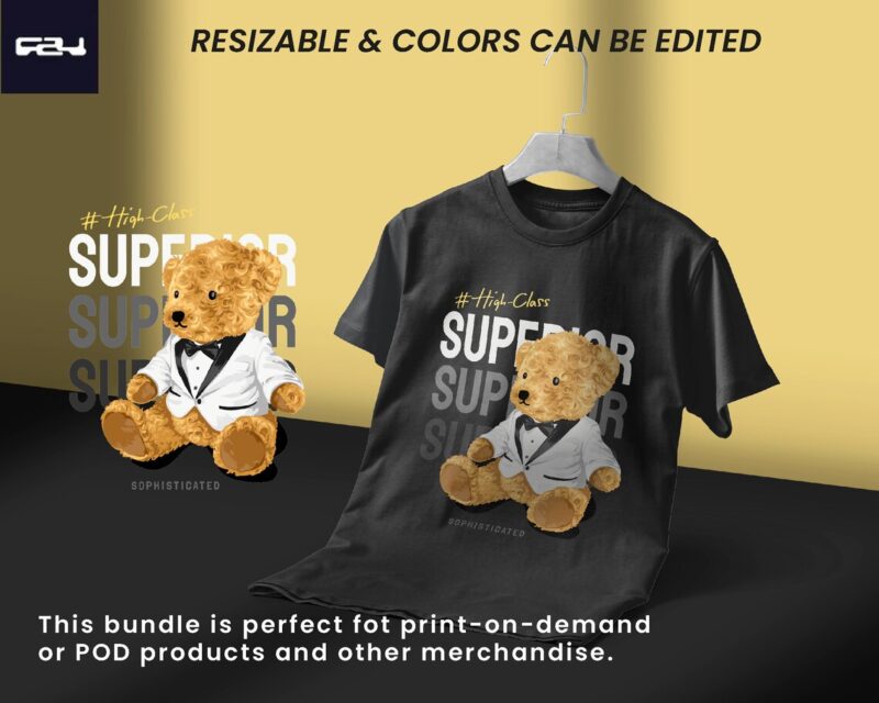 105 Bear t-shirt designs bundle, bear design, streetwear design, T-Shirt pod design, Teddy Bear Design, Urban, DTF, DTG ,png, svg