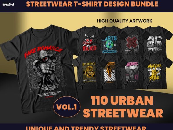 110 urban streetwear designs, t-shirt design bundle, streetwear designs, aesthetic design, urban shirt designs, graphics shirt , dtf, dtg