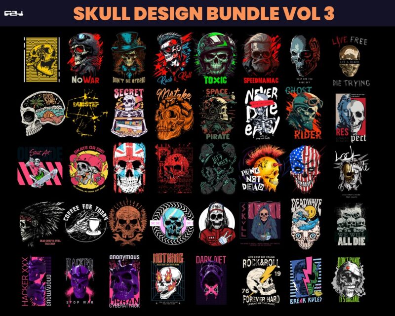 56 T-shirt designs bundle, skull skeleton street wear design bundle, rock design, Aesthetic Design, Urban design, Graphics shirt , DTF, DTG