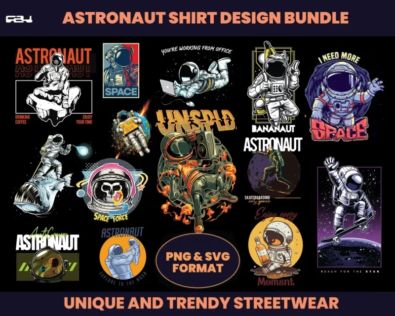 79 Astronaut T-Shirt Design Bundle, Streetwear Design, Aesthetic Design, Urban Streetstyle, Urban Streetwear, Urban svg, DTF, DTG