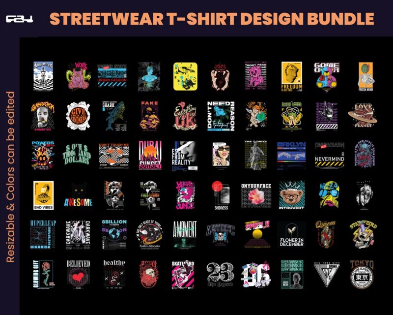 131 Urban Streetwear Designs, T-shirt Design bundle, Streetwear Designs, Aesthetic Design, Urban Shirt designs, Graphics shirt, DTF, DTG