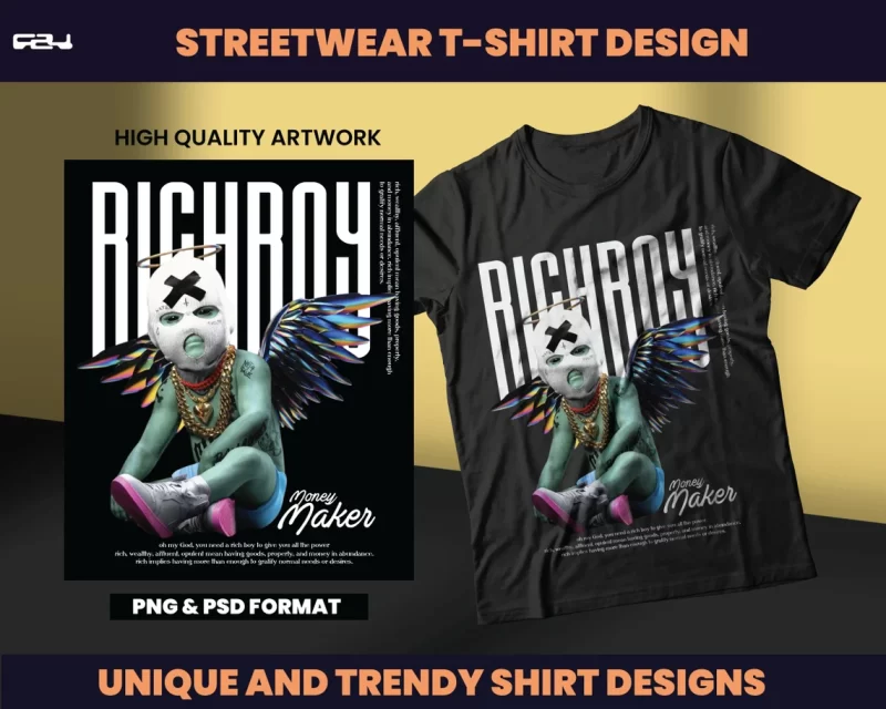 Rich Boy Urban Streetwear Designs, T-shirt Design bundle, Aesthetic Design, Shirt designs, Heart design, Graphics tee, DTF, DTG