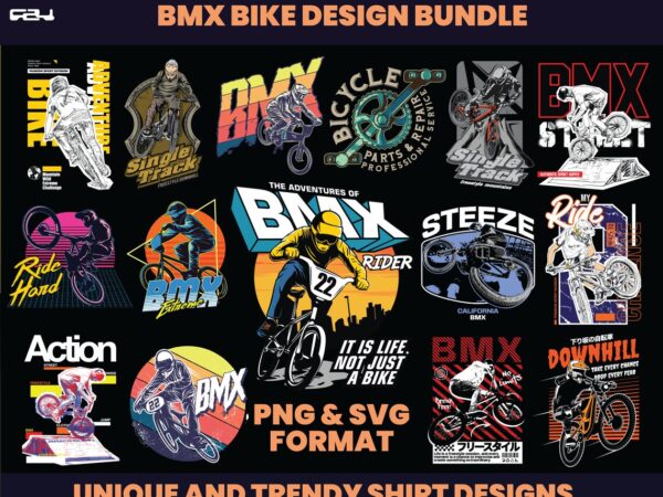 50 bmx bike designs, sport bike, t-shirt design bundle, streetwear designs, mountain bike, urban shirt designs, graphics tees, dtf, dtg